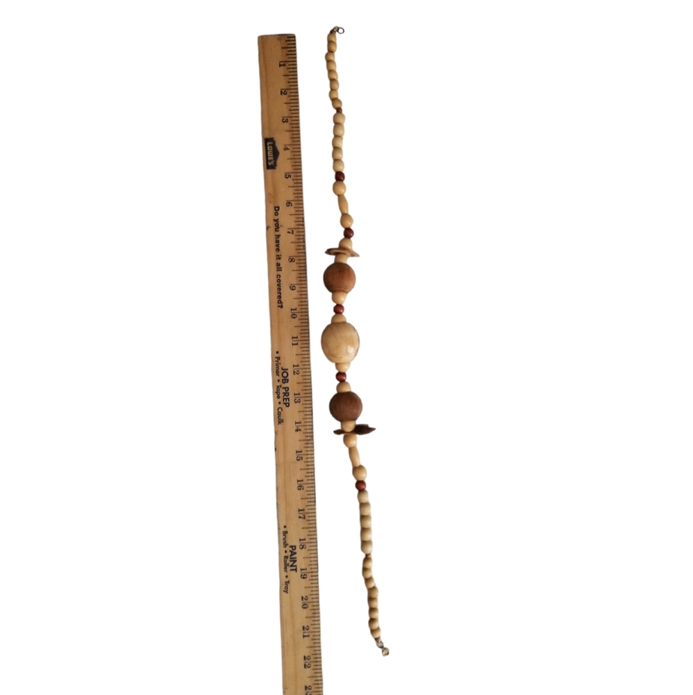 🆕 NECKLACE - Wood - Vintage / 22" long - Picture 4 of 5